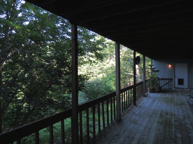 The view off "our" porch - a lot like the view of the porch of the cabin.