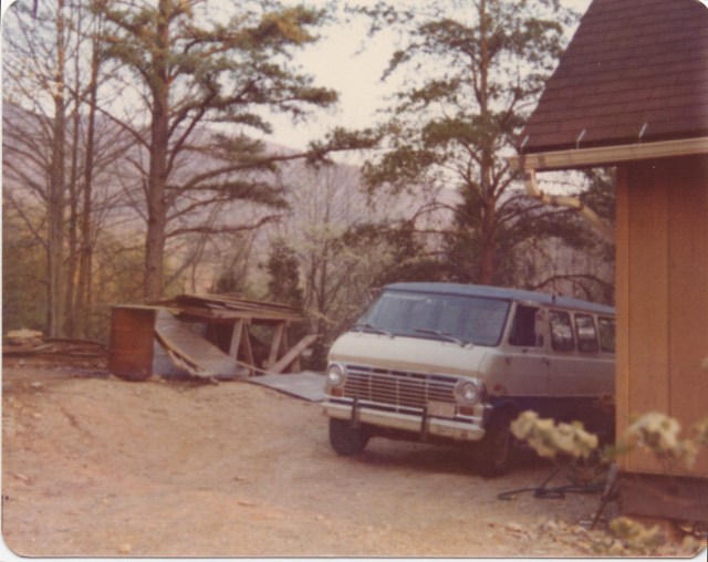 Our 1971 Ford Econoline parked behind the cabin. 