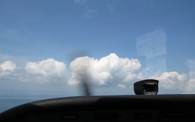 Looking ahead. Magnetic compass on the right. 