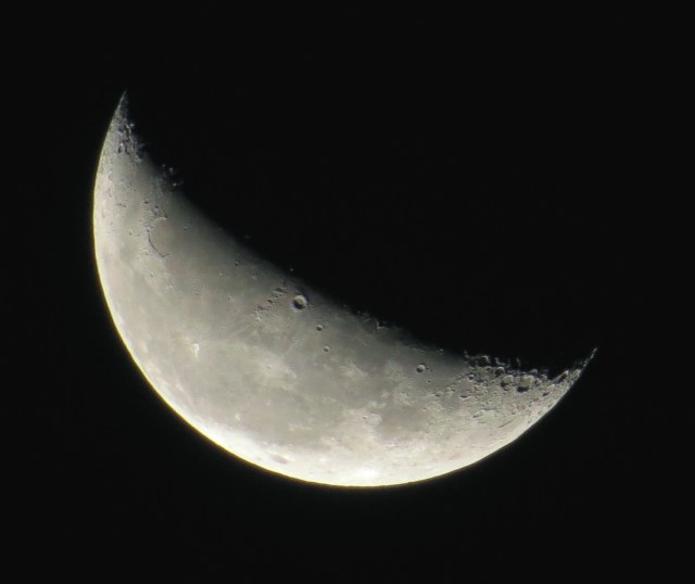 Waning crescent moon from ~6:00 Friday (10/17/2014) morning.