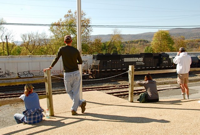 Kristin, Shane, Aileen and some crazy guy taking pictures of a train. 