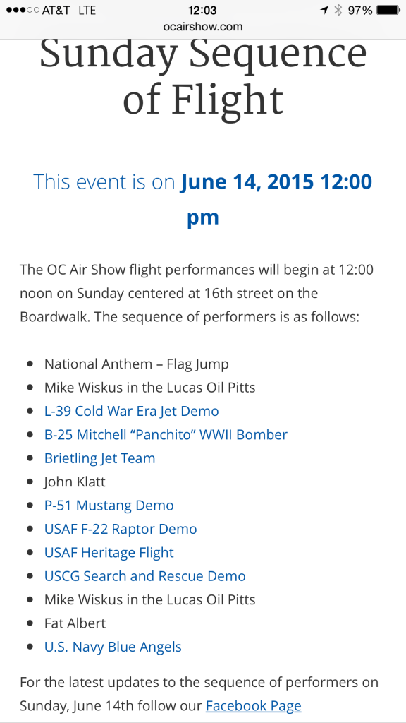 Airshow Sequence of Events