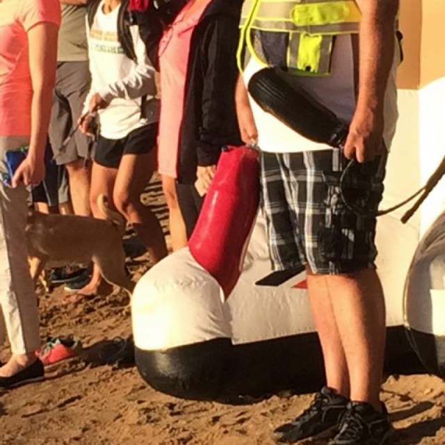A guy carrying people's spare legs. How cool is that? 