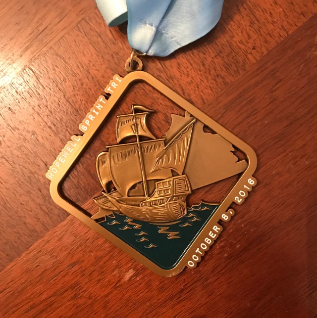 Finisher's medal - Hopewell Sprint Tri - 2016